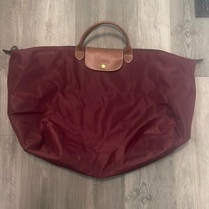 Longchamp 'Le Pliage' Large 18" Overnighter Bag (Red) - Good condition